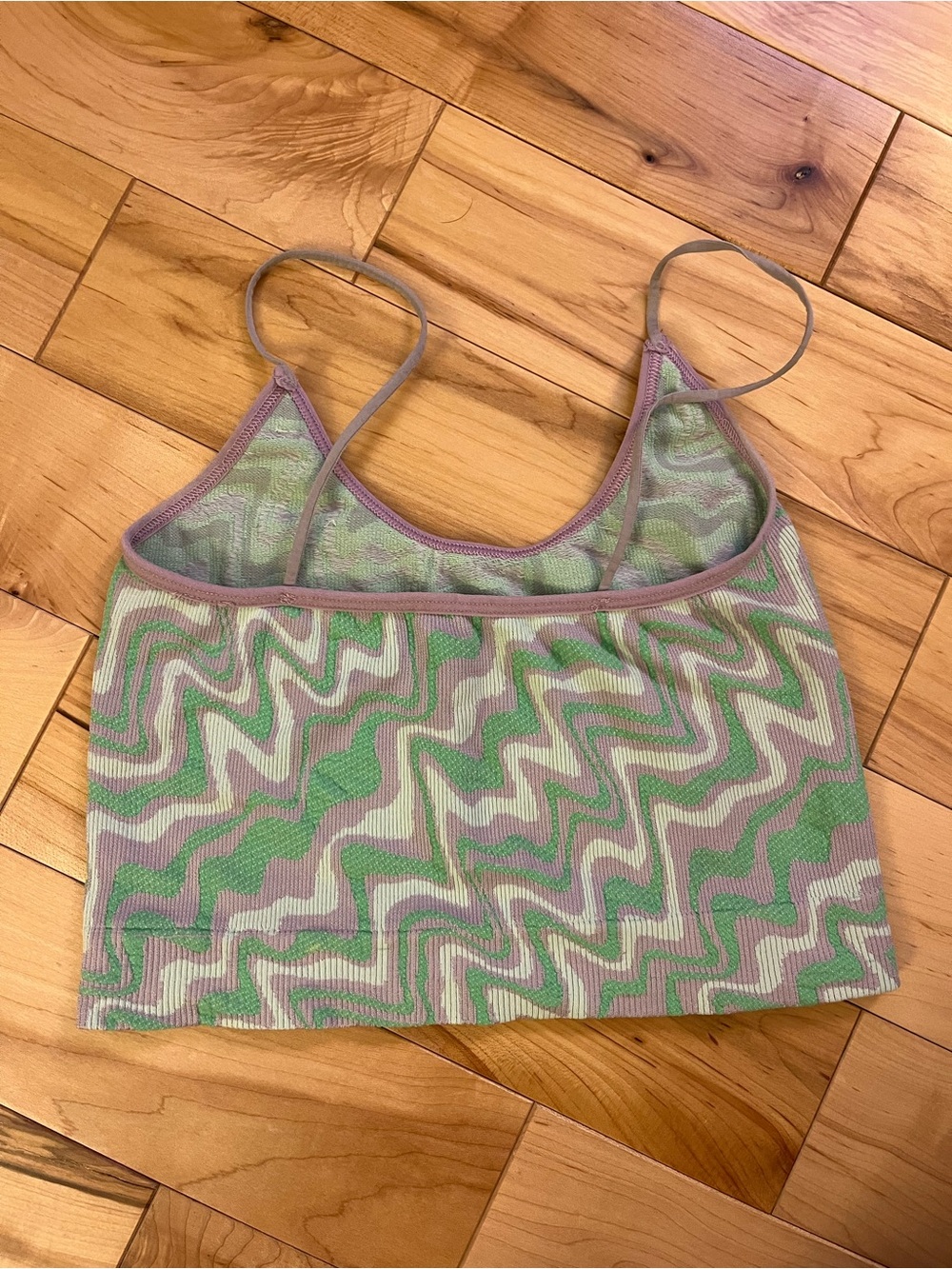 Striped Wave Knit Cami Tank Top - Lavender & Green